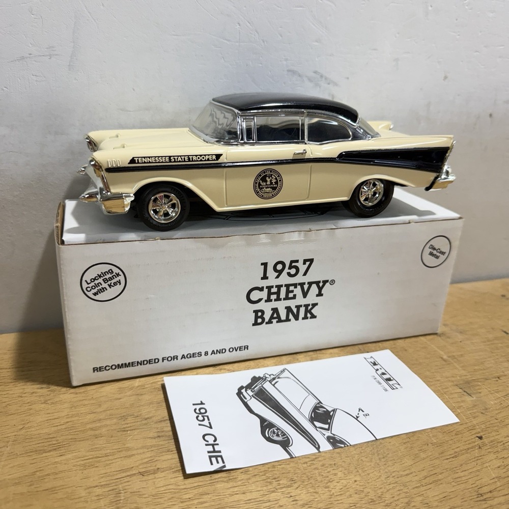 ERTL 1957 Chevy Tennessee State Trooper Diecast Car Coin Bank 1:18 New Box